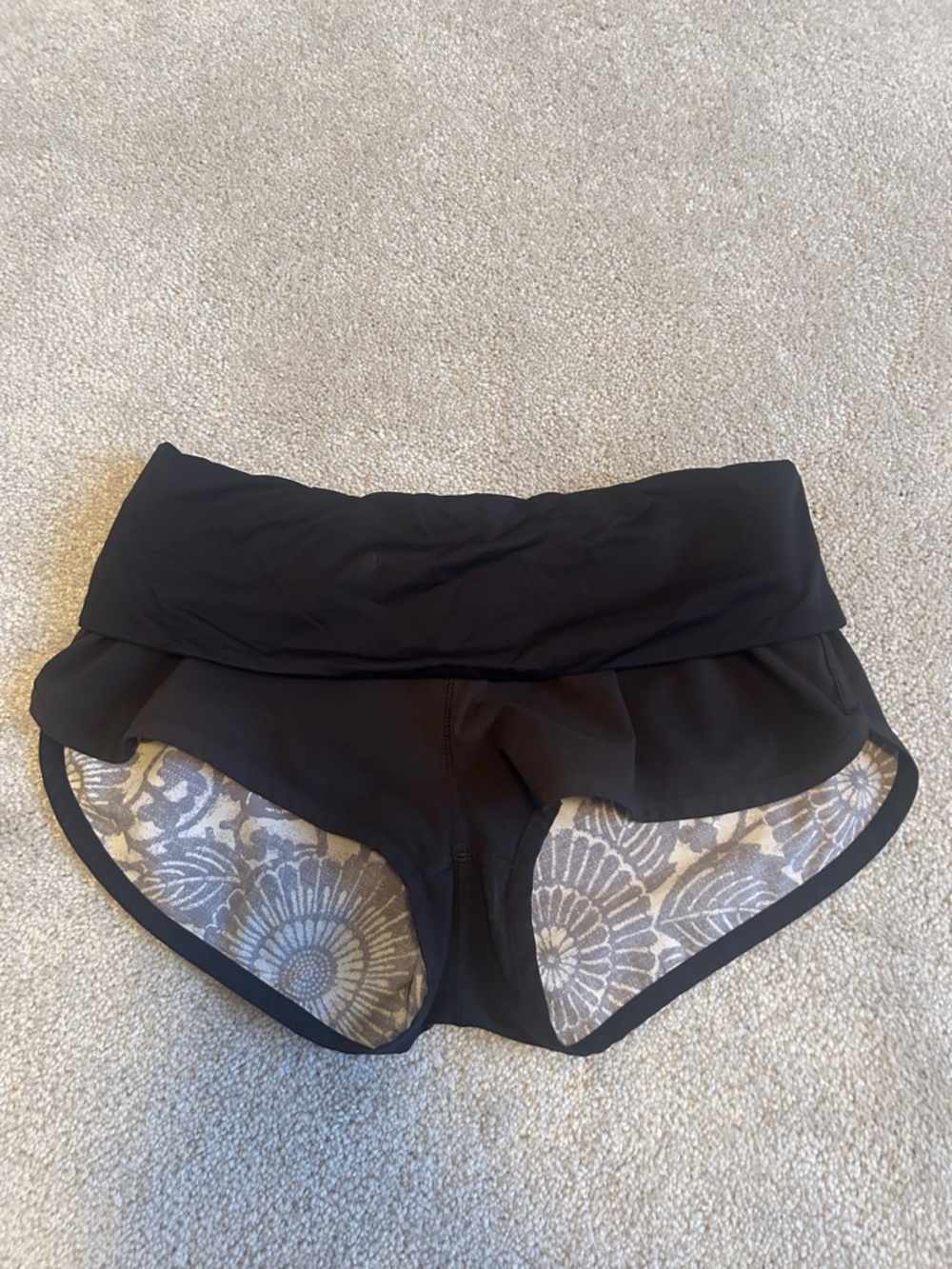 lululemon athletica Black Fold-Over Waist Running Shorts